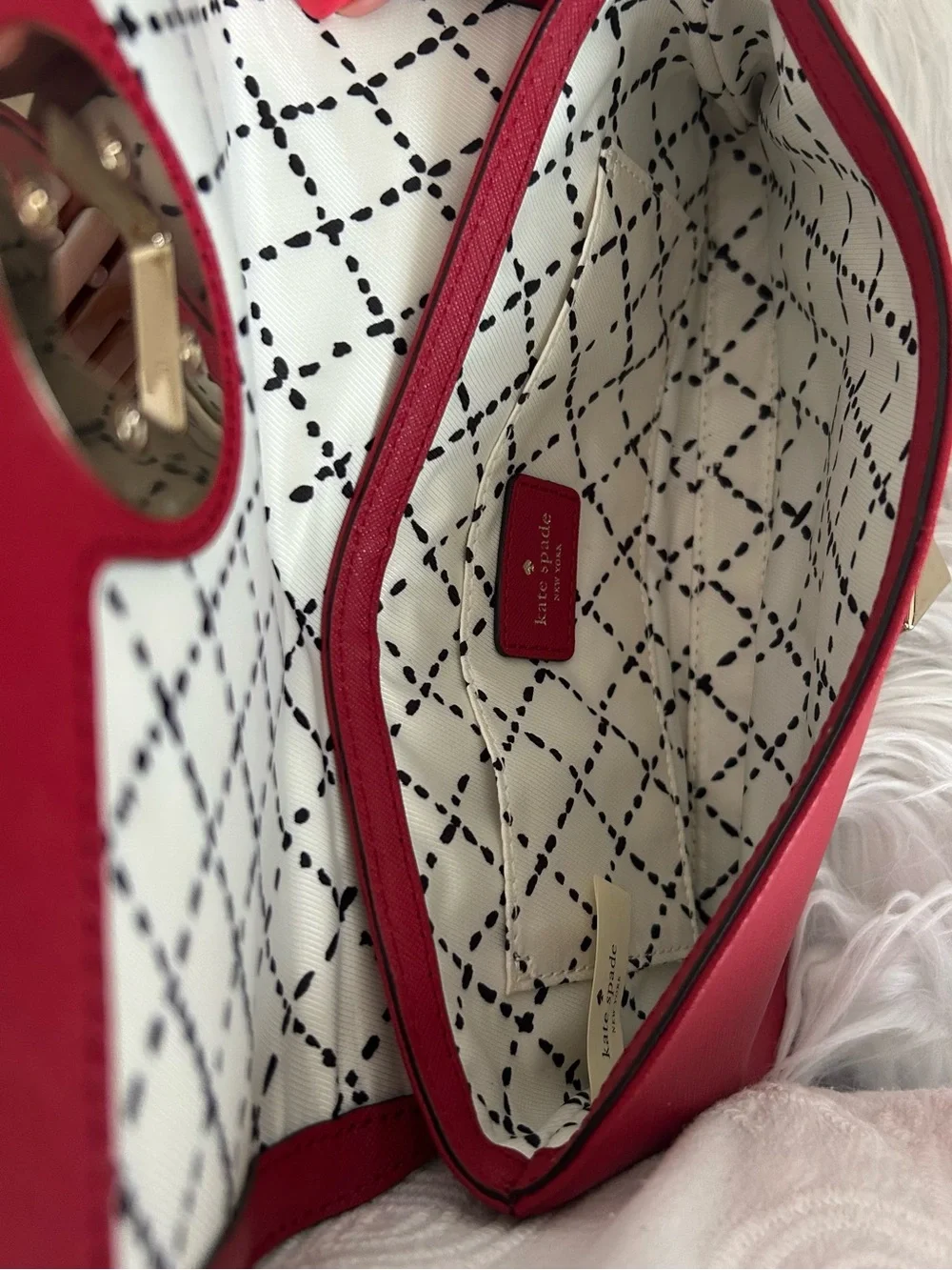 Kate Spade New York Red Saffiano Leather Turnlock Envelope Clutch Wallet
